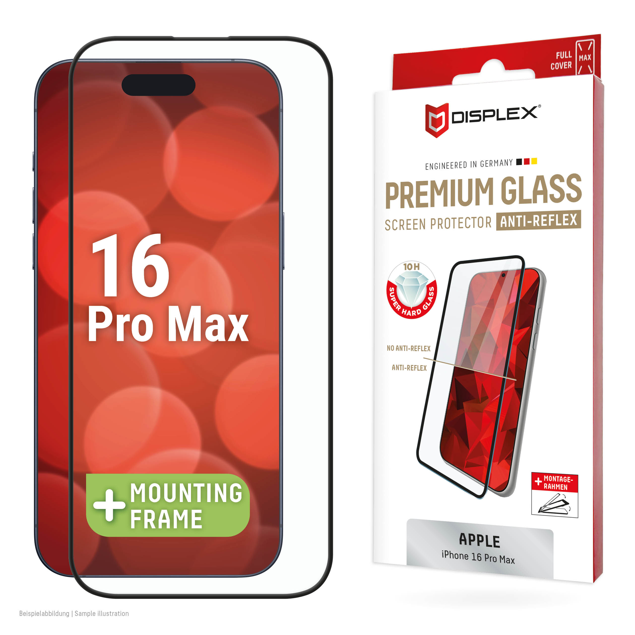 Displex Displayschutzglas Full Cover Anti-Reflex für iPhone 16 Pro Max
