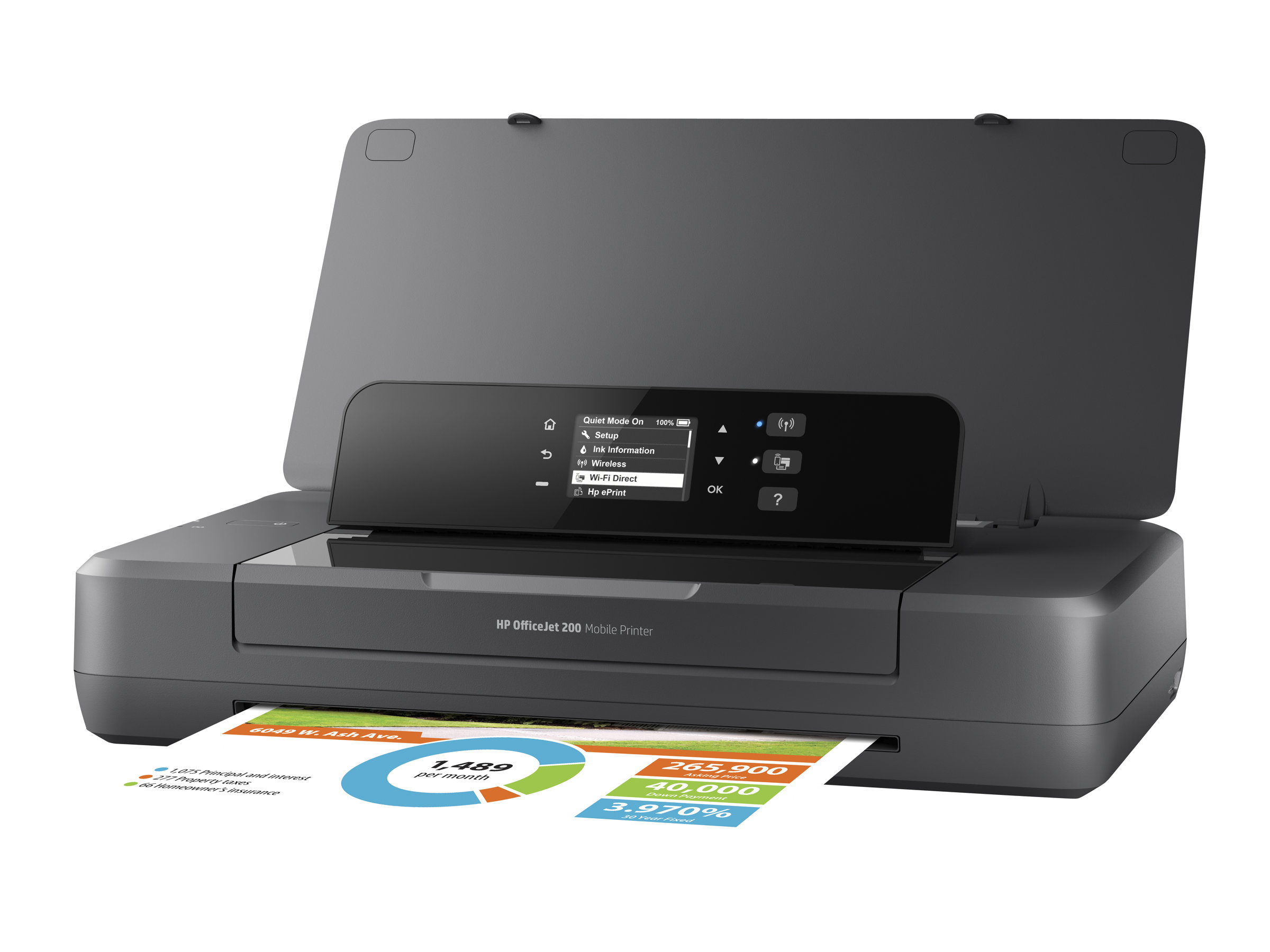 HP Officejet 200 Mobiler Drucker, Schwarz, Tintenstrahl