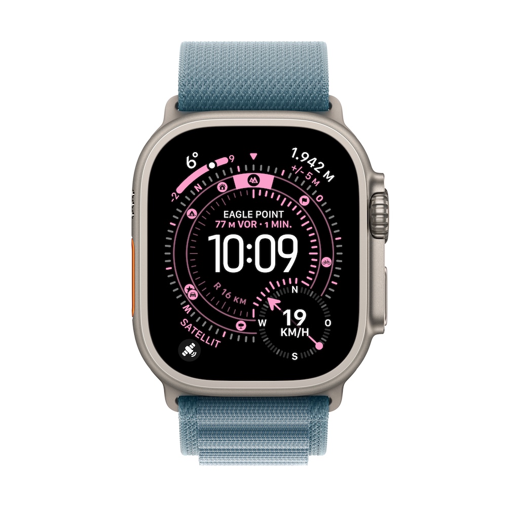 Apple Watch Ultra 3 Alpine Loop, Hellblau, Titanium, 49mm, GPS + Cellular, Medium