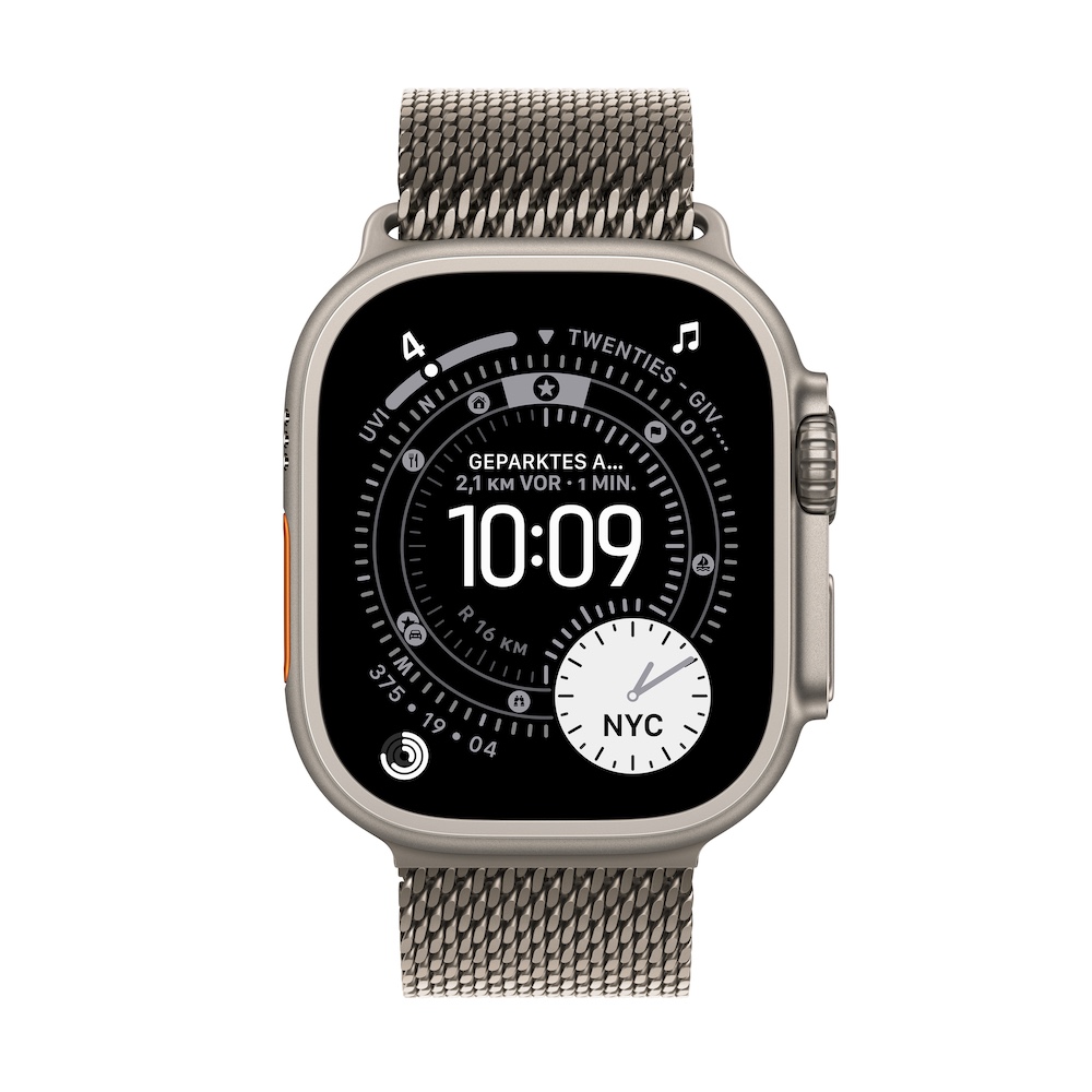 Apple Watch Ultra 3 Milanaise Loop, Natur, Titanium, 49mm, Large