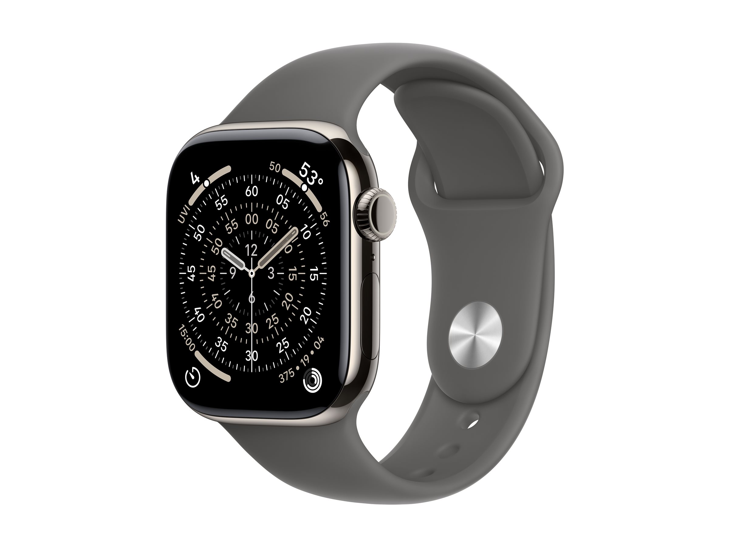 Apple Watch Series 11 Sportarmband, Natur, Steingrau, Titanium, 42mm, GPS + Cellular, M/L
