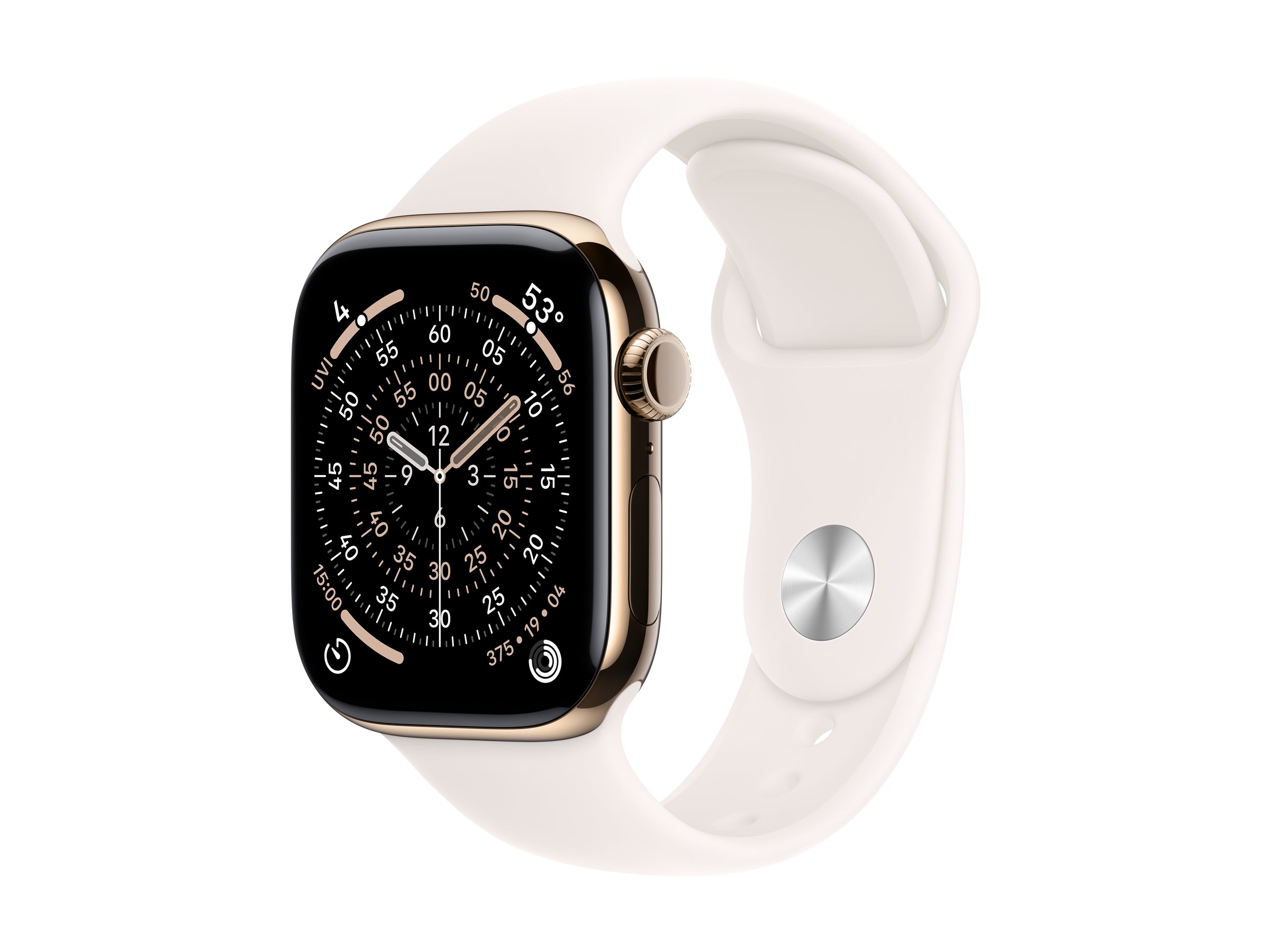 Apple Watch Series 11 Sportarmband, Gold, Blassrosa, Titanium, 42mm, GPS + Cellular, M/L