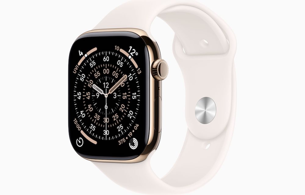 Apple Watch Series 11 Sportarmband, Gold, Blassrosa, Titanium, 46mm, GPS + Cellular, S/M