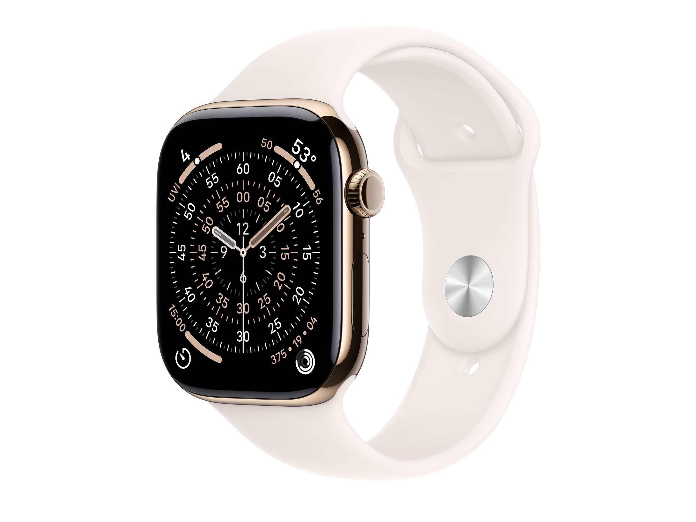 Apple Watch Series 11 Sportarmband, Gold, Blassrosa, Titanium, 46mm, GPS + Cellular, M/L