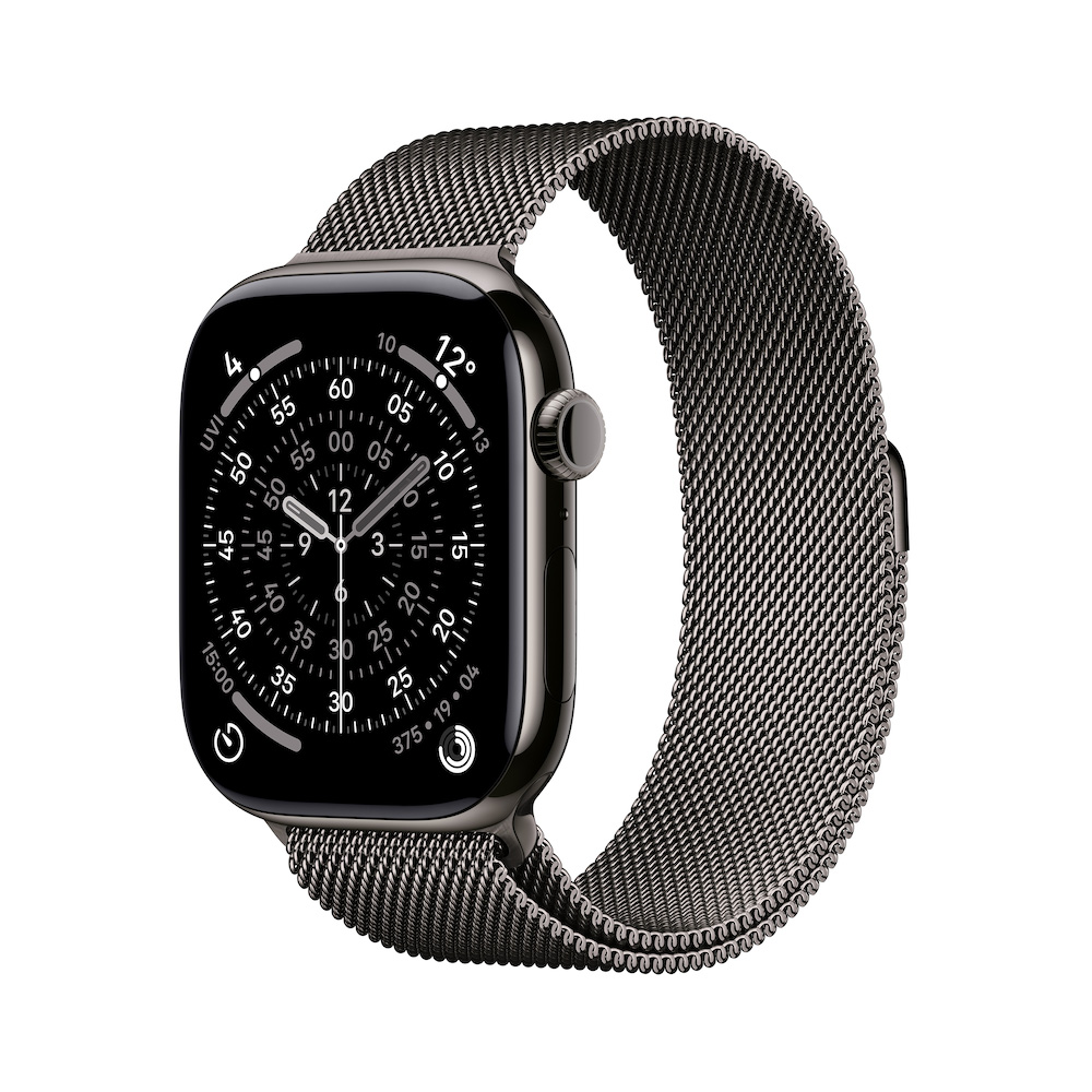 Apple Watch Series 11 Milanaise Loop, Schiefer, Titanium, 46mm, GPS + Cellular, S/M