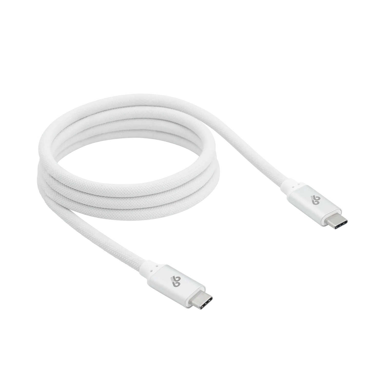 99VOLTS 480 Mbit/s USB-C auf USB-C Kabel geflochten, Weiß, 2m, 240W