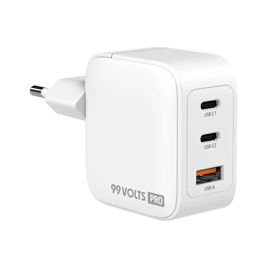 99VOLTS GaN PD USB-C/USB-A Power Adapter (3 in 1), Weiß, 70W