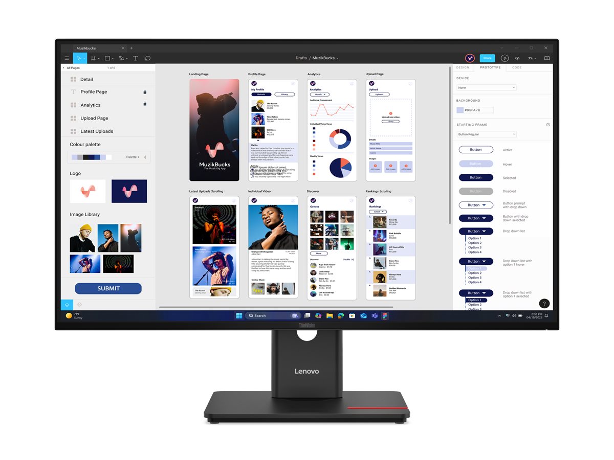Lenovo ThinkVision T32UD-40 32" LED Monitor, Schwarz, 3840 x 2160 (4K UHD), Flat