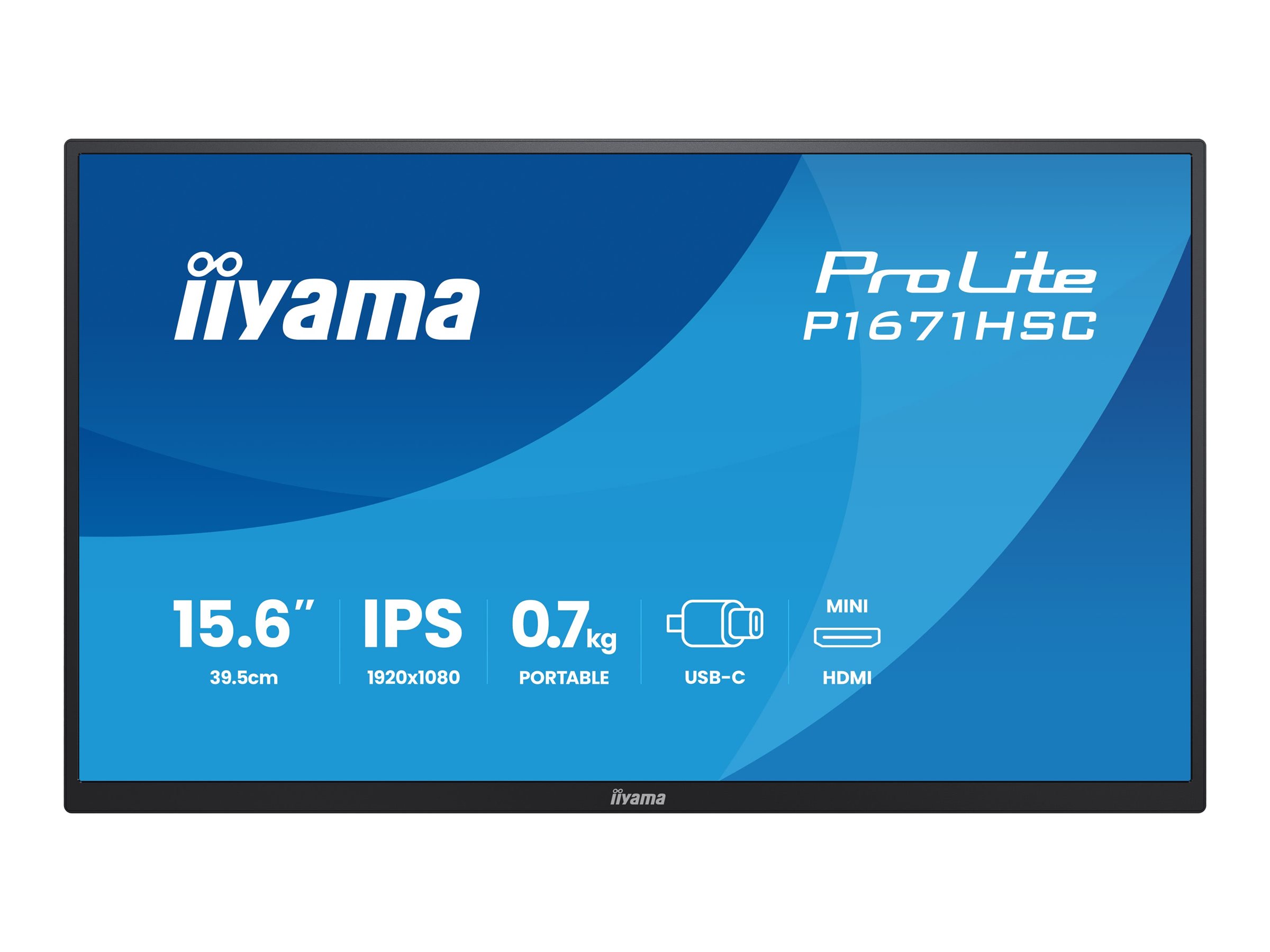 Iiyama ProLite P1671HSC-B1 15.6" LED-Monitor, Schwarz, 1920 x 1080 (Full HD), 15,6"