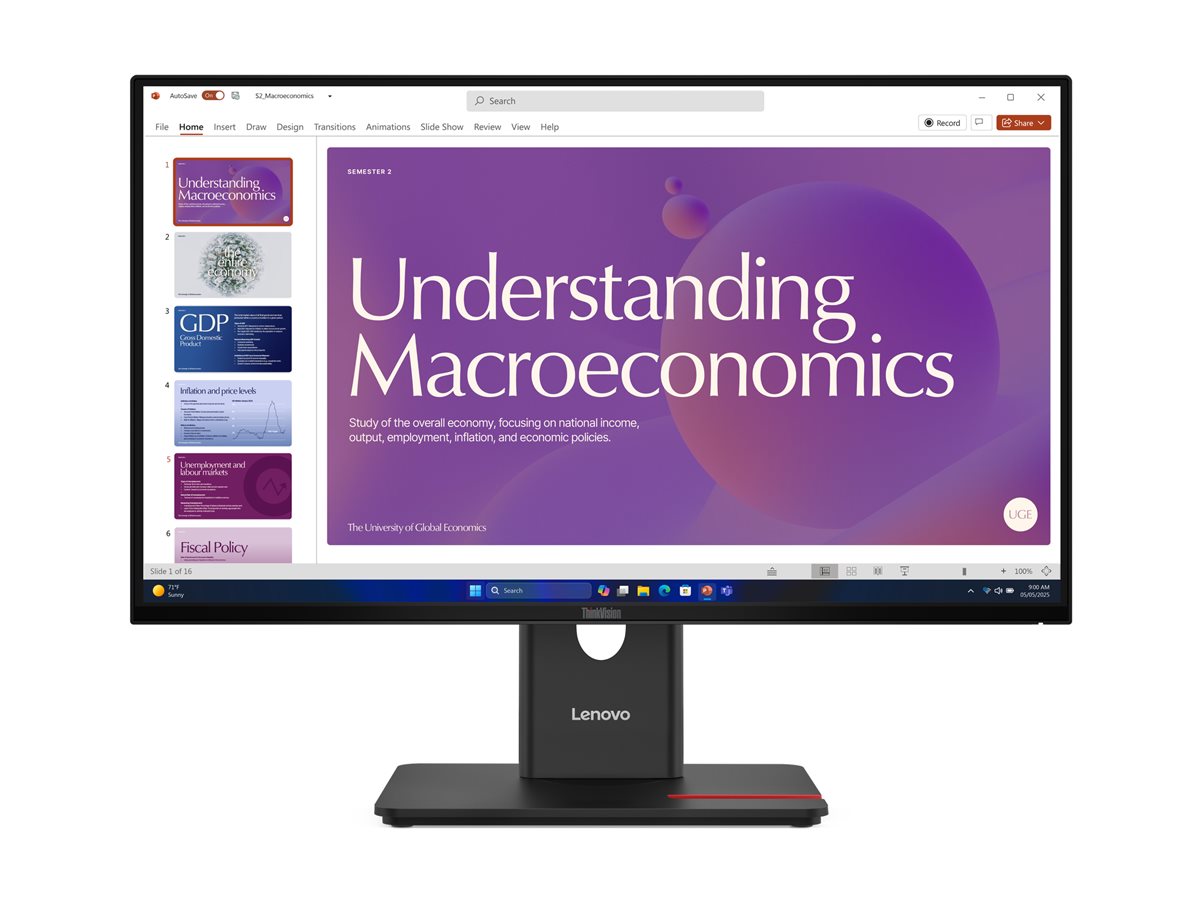 Lenovo ThinkVision T24d-40 24" Monitor, Schwarz, 1920 x 1080 (Full HD), Flat