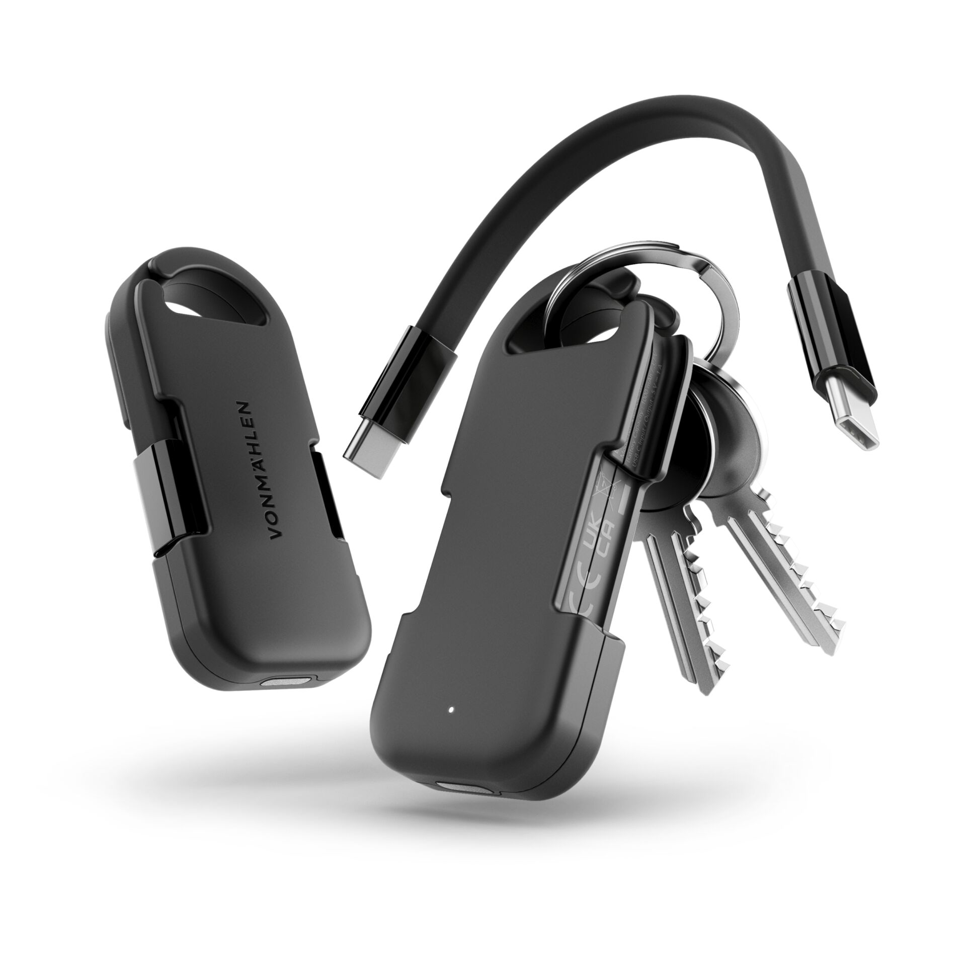 Vonmählen Evergreen Go Powerbank für Schlüsselring, Schwarz, USB-C, 1.000mAh