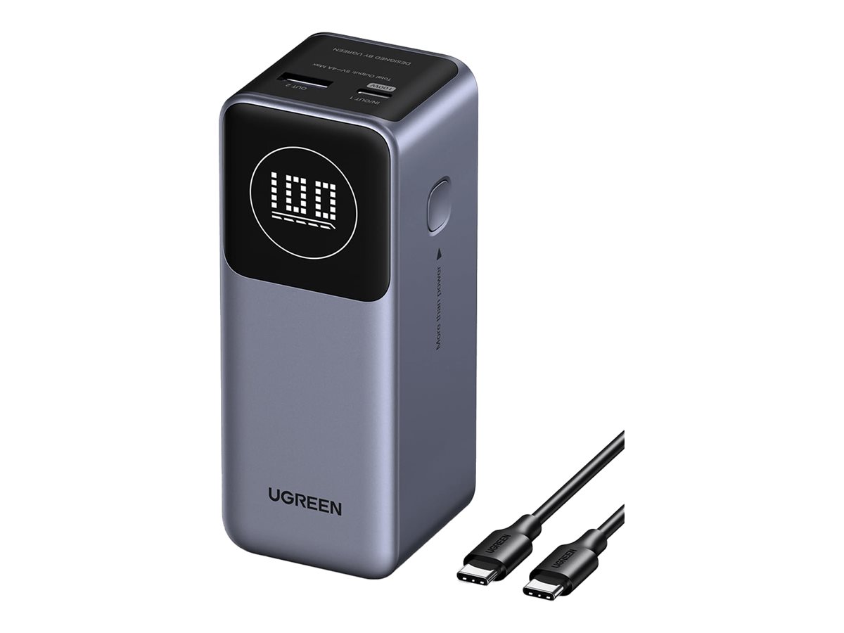 UGREEN Nexode PB724 Powerbank mit Display, Grau, 12.000 mAh