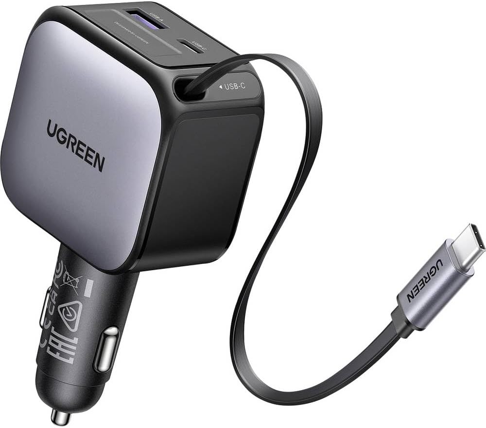 UGREEN 60W Nexode Pro KFZ-Ladegerät mit USB-C Kabel, Schwarz