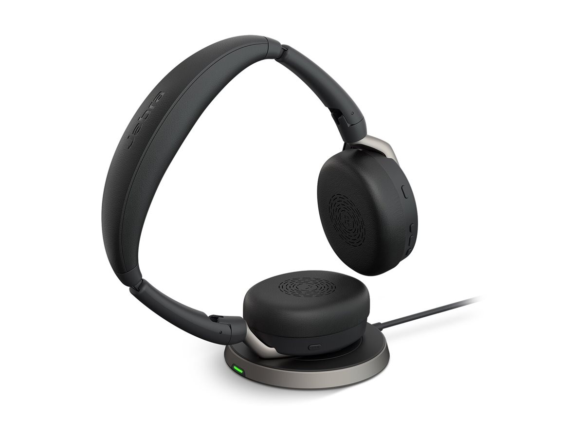 Jabra Evolve2 65 Flex UC Stereo Headset, Schwarz, On-Ear, Kabellos via USB-Empfänger
