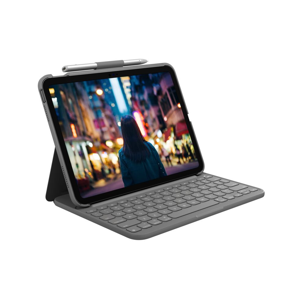Logitech Slim Folio für iPad 11" (A16) / iPad 10,9" (10. Gen), Grafit, Bluetooth, Deutsch