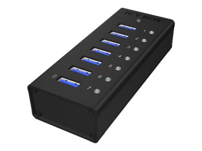 Icy Box Icy Box IB-AC618, 7x SuperSpeed USB 3.0, Schwarz, Schwarz