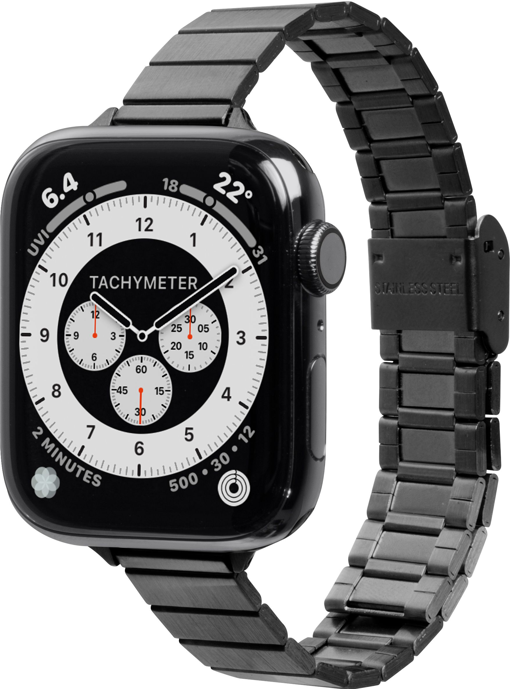 LAUT Links Petite Gliederarmband aus Edelstahl, Schwarz, 40mm, 41mm, 38mm, 42mm (Series 10/11/12)