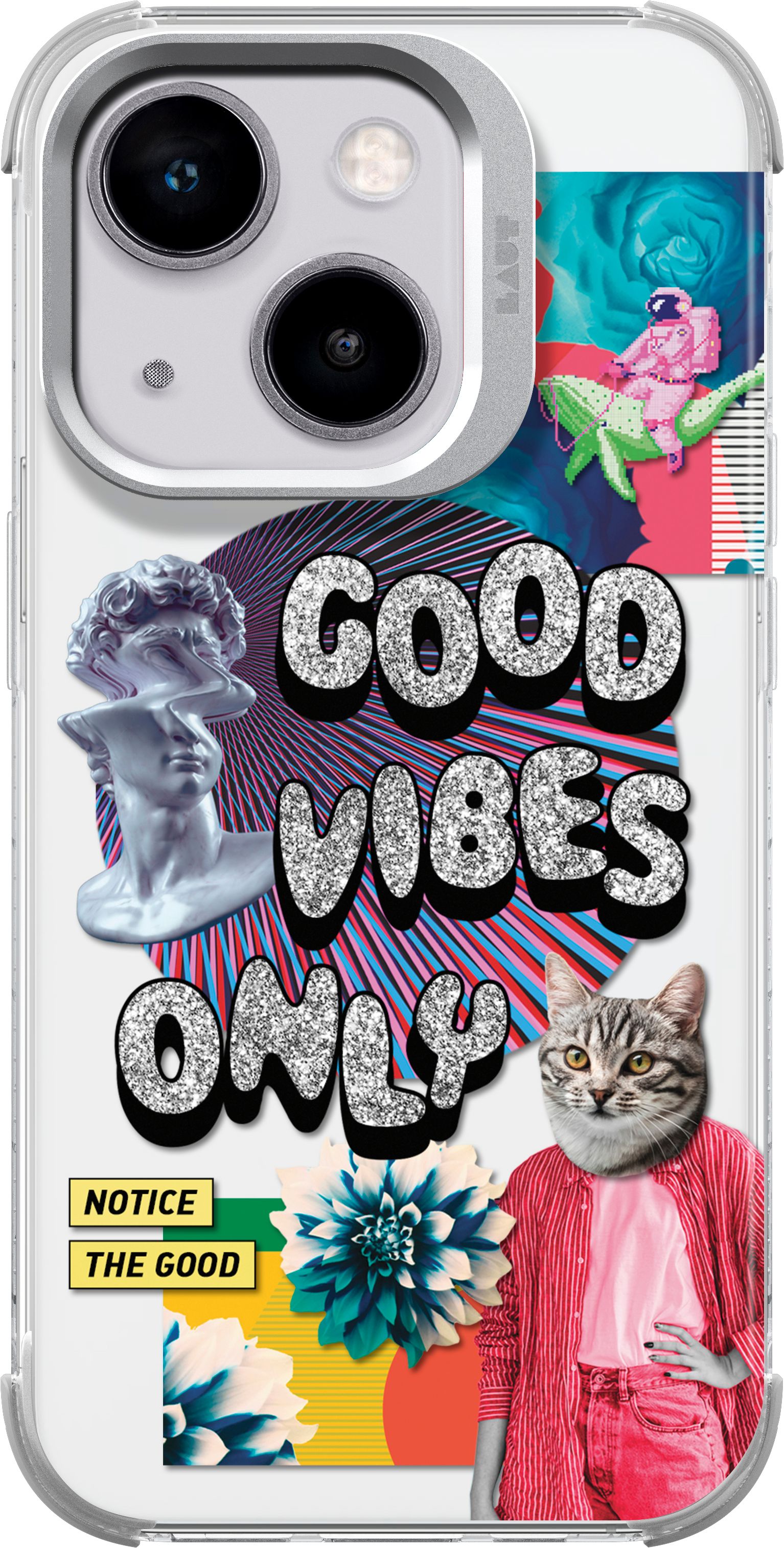 LAUT Pop Glitch Case für iPhone 15/14/13, Transparent