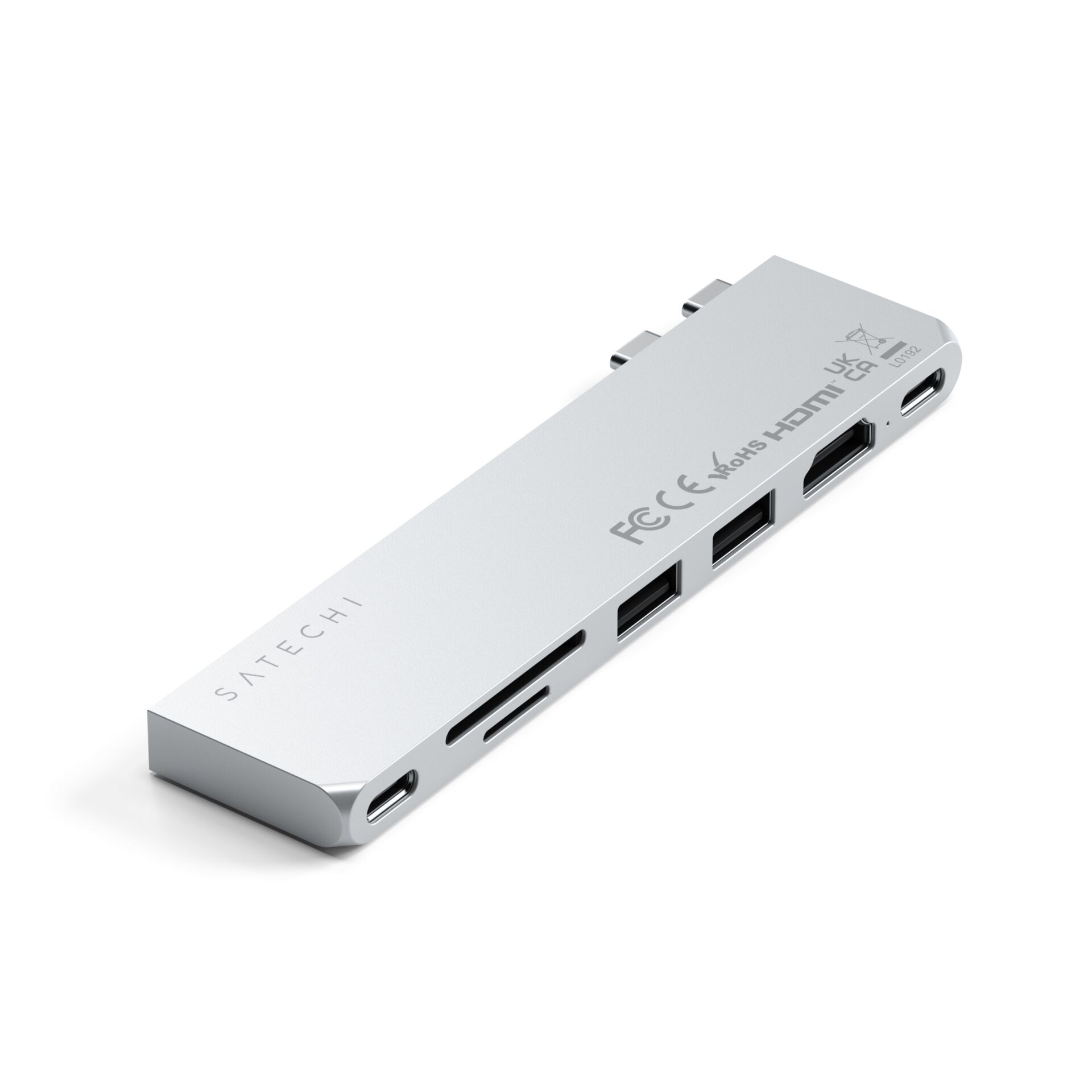 Satechi USB-C Pro Hub Slim Adapter (7 in 2), Silber