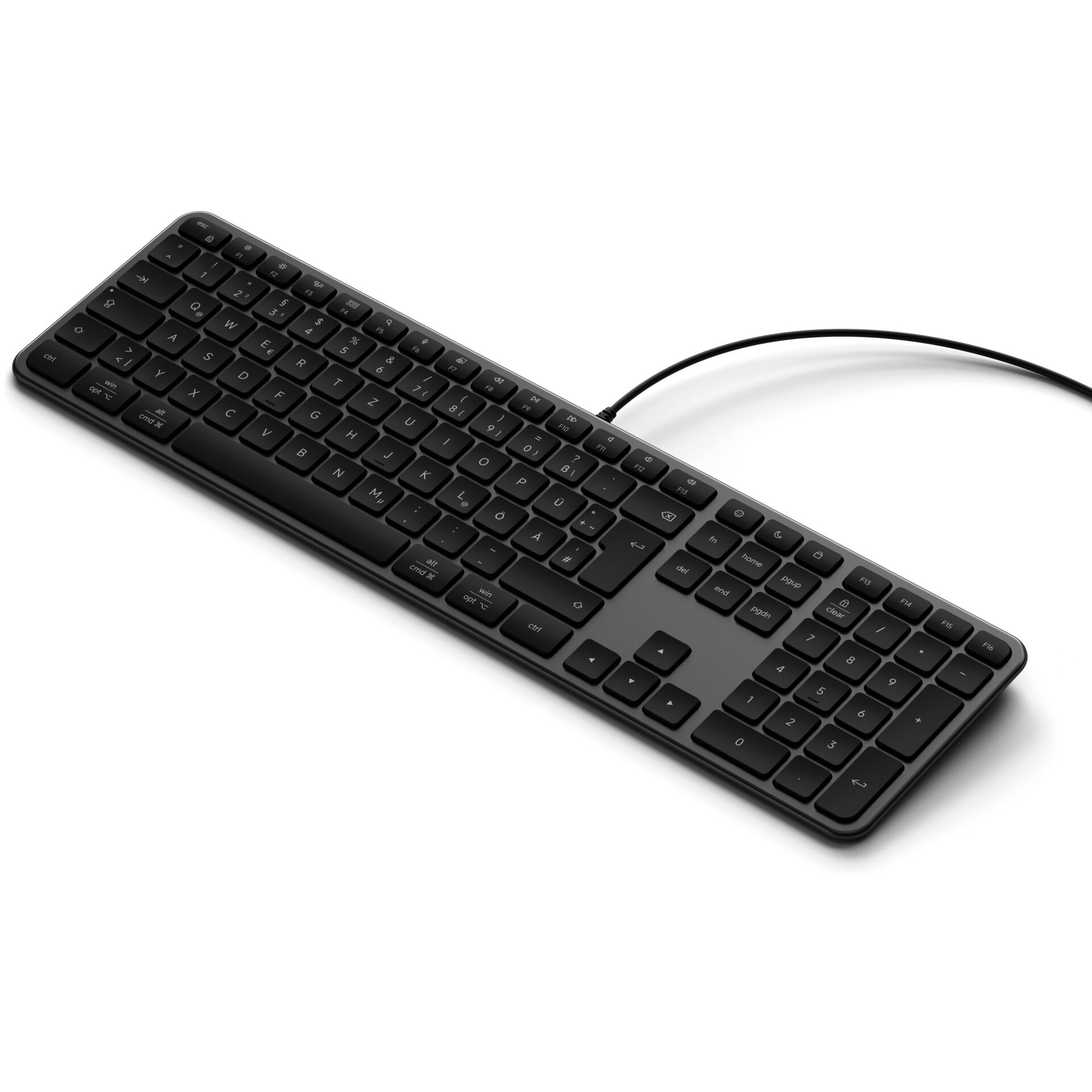 Satechi Slim W3 USB-C Tastatur, Schwarz/Grau, Kabelgebunden, Deutsch