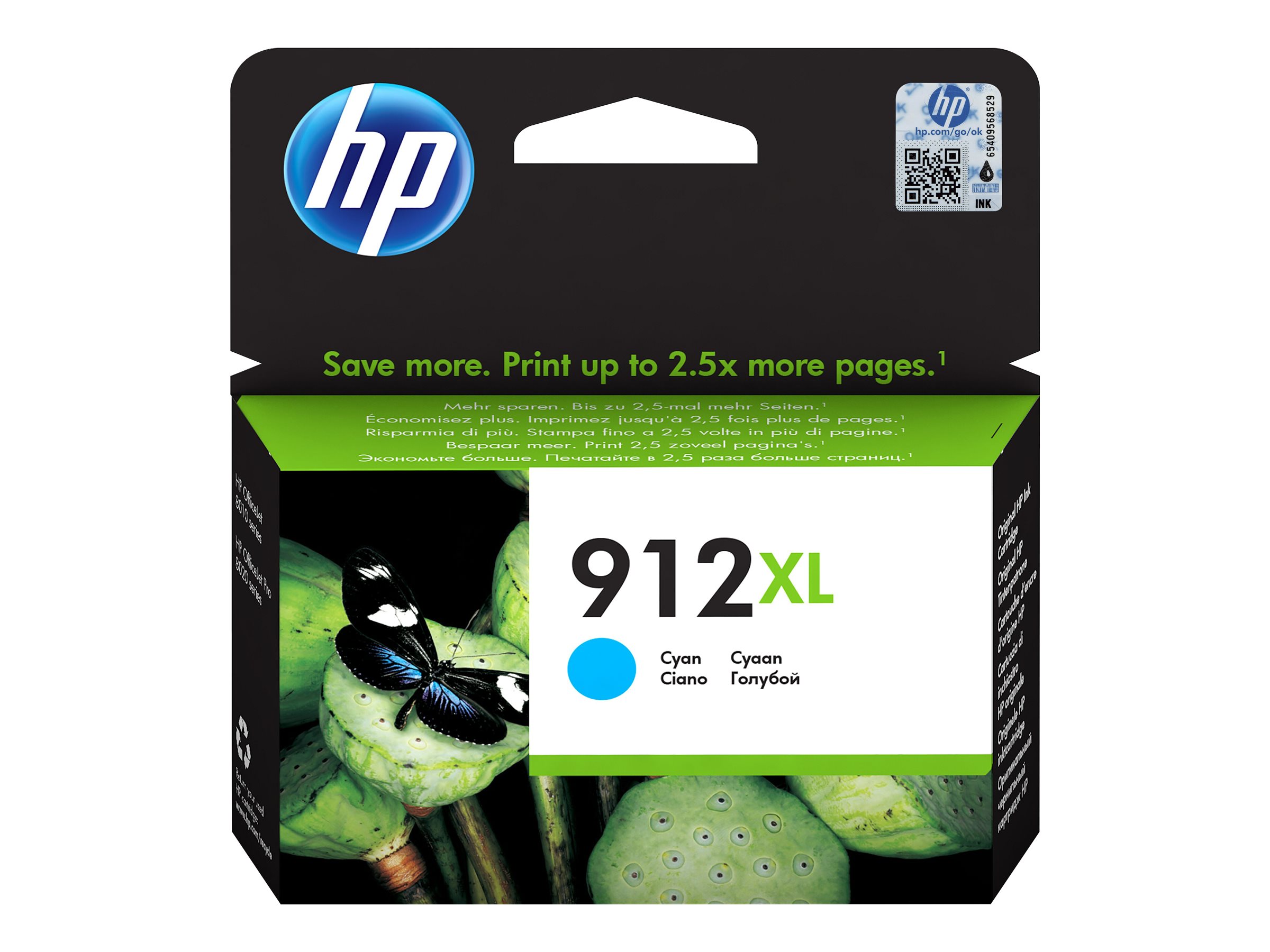 HP 912XL Tintenpatrone, 9,9 ml, für Officejet 80XX, Officejet Pro 80XX, Cyan, Cyan