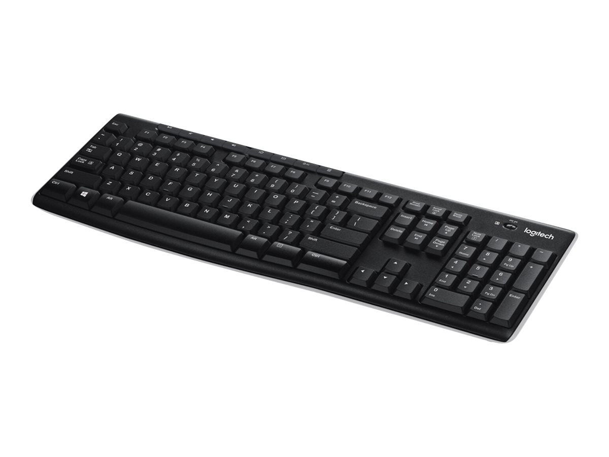 Logitech Wireless Keyboard K270, Schwarz, Kabellos via USB-Empfänger, Schweiz