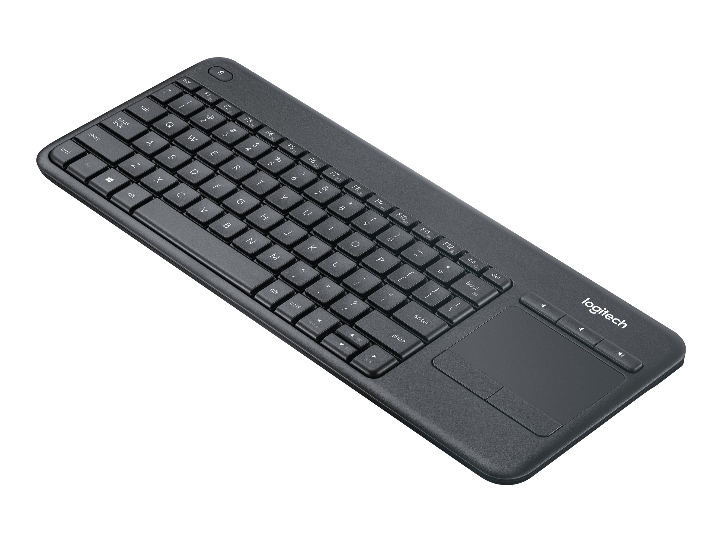 Logitech K400 Plus, Schwarz, Kabellos via USB-Empfänger, Schweiz