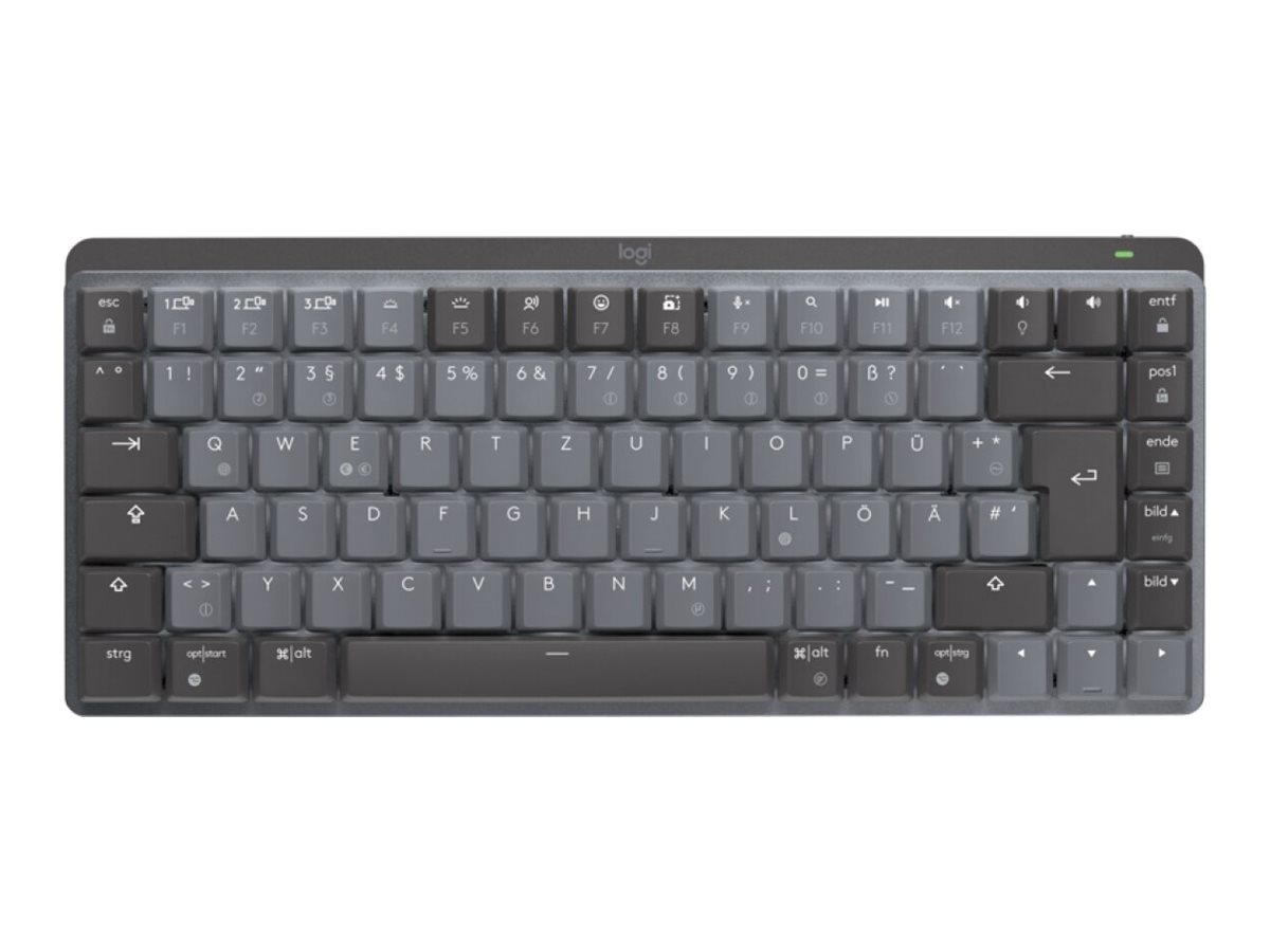 Logitech MX Mechanical Mini, Grafit, Bluetooth, Kabellos via USB-Empfänger, Schweiz
