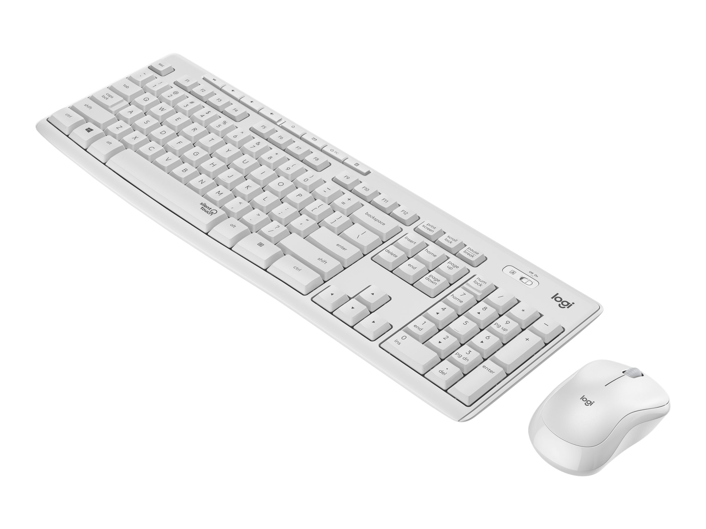 Logitech MK295 Silent Tastatur & Maus Set, Weiß, Kabellos via USB-Empfänger, Schweiz