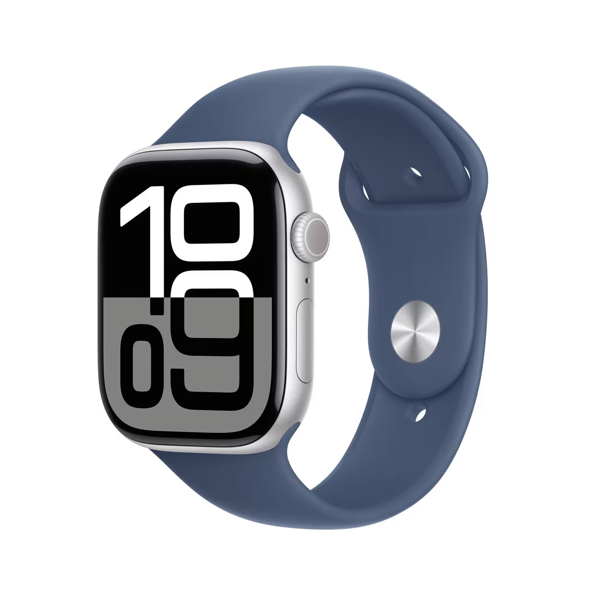 Apple Watch Series 10 Sportarmband, Silber, Denim, 46mm, GPS + Cellular, M/L