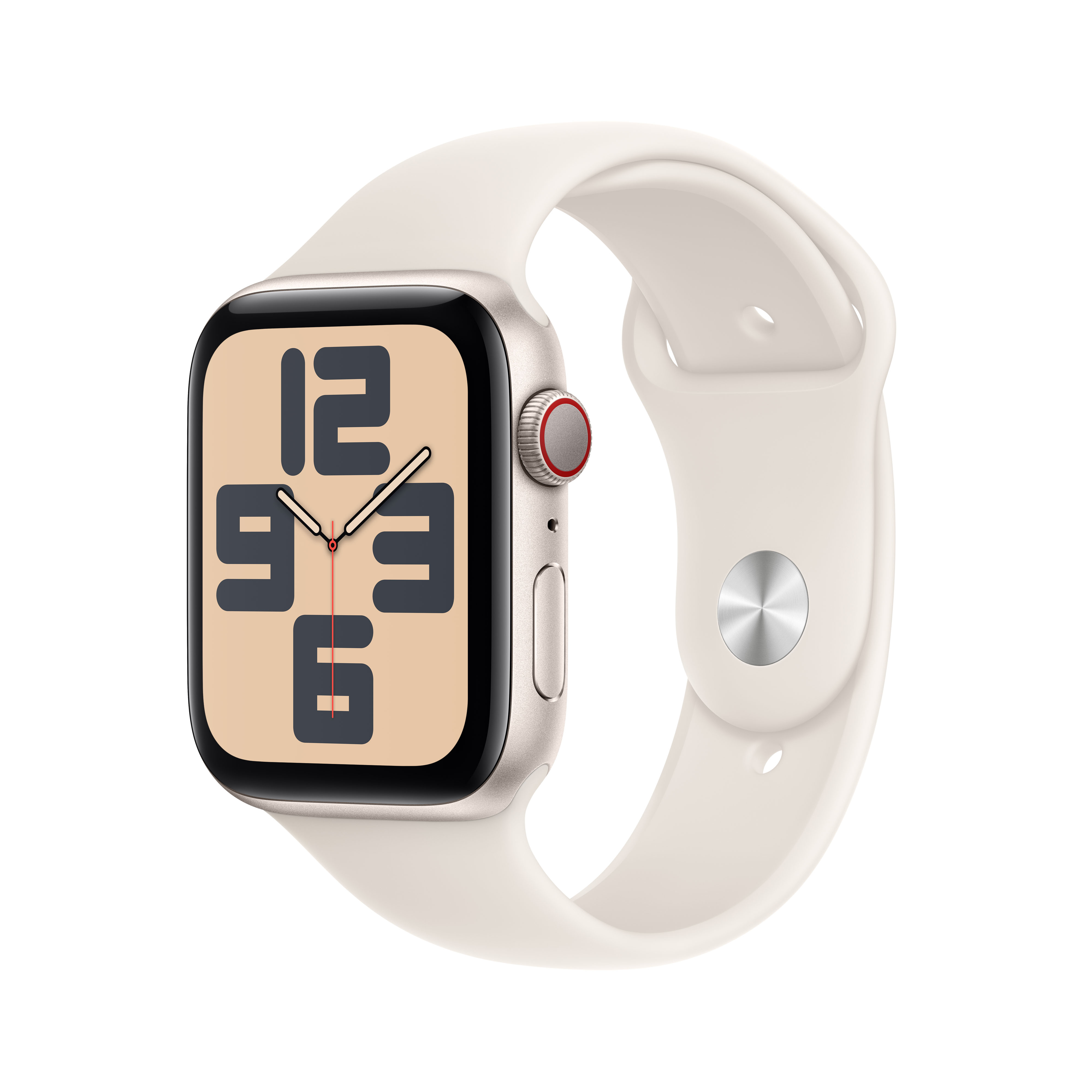 Apple Watch SE, GPS + Cellular, 44mm Aluminiumgehäuse Polarstern, Sportarmband Polarstern, M/L