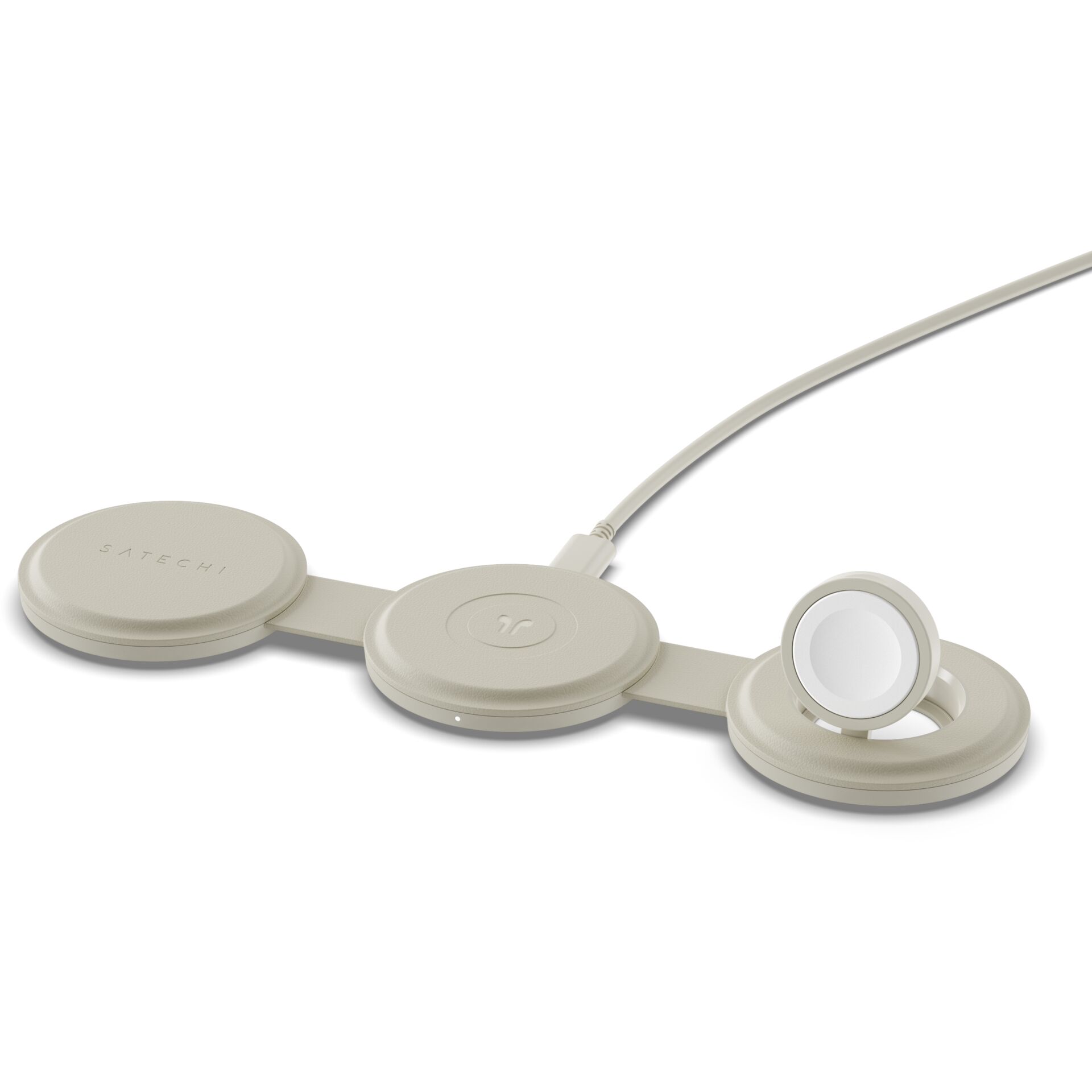 Satechi OntheGo Wireless Charger mit QI2, Sand, 3 in 1, 15W