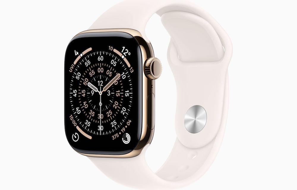Apple Watch Series 11 Sportarmband, Gold, Blassrosa, Titanium, 42mm, GPS + Cellular, S/M