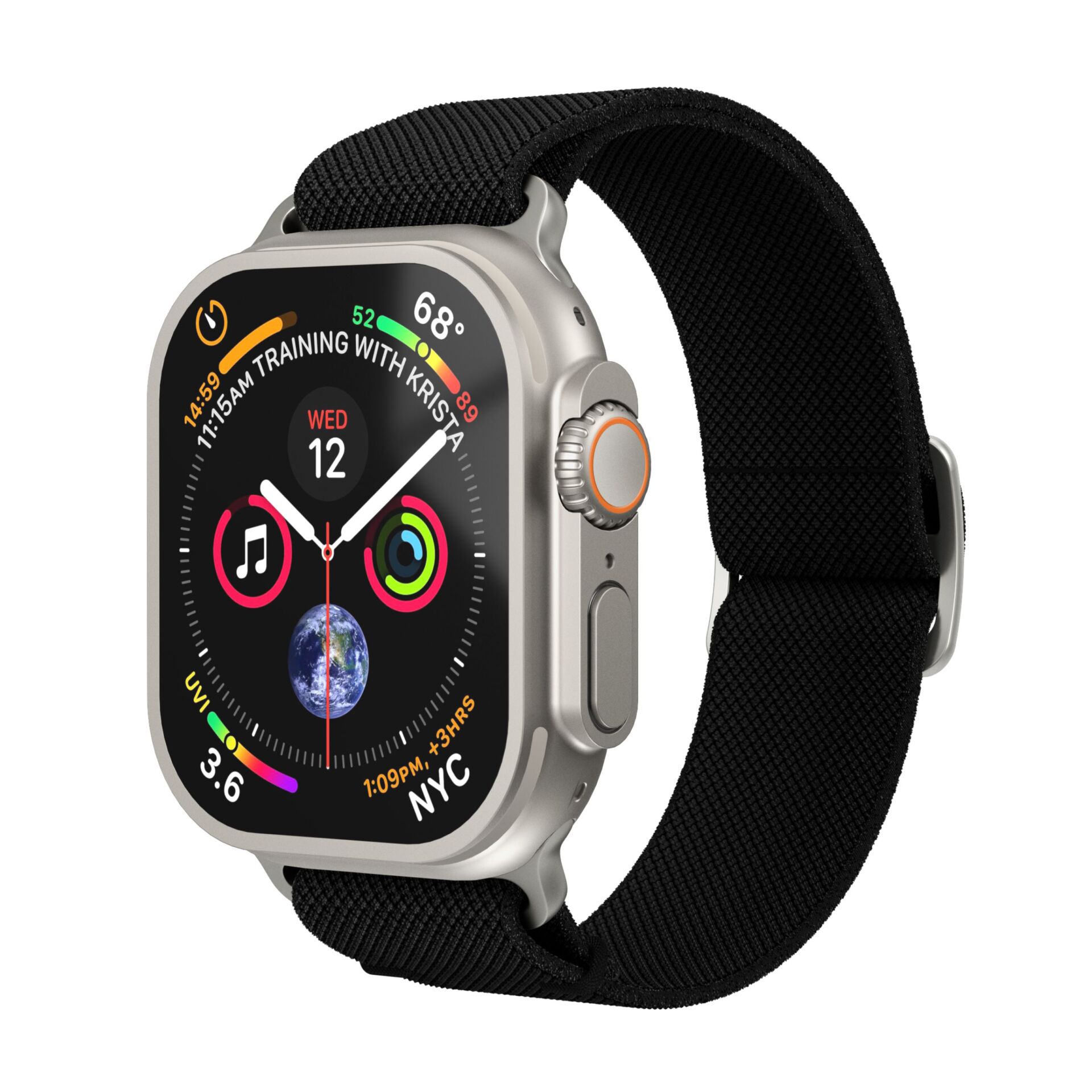 Vonmählen Classic Nylon Loop für Apple Watch, Schwarz/Natur, 42 (Series 1/2/3)/44/45/46/49mm
