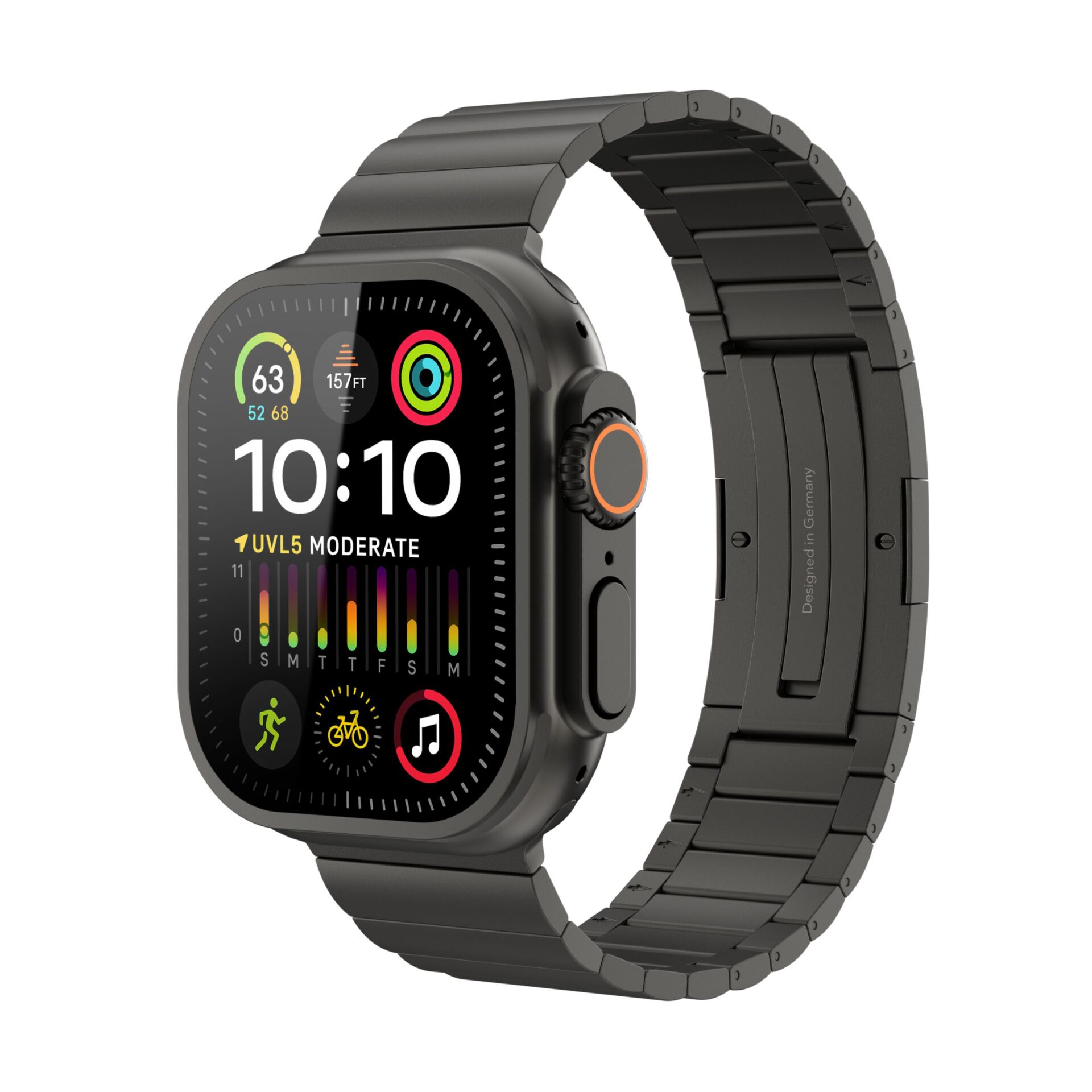 Vonmählen Link Bracelet Pro Titanium für Apple Watch, Schwarz, 42 (Series 1/2/3)/44/45/46/49mm, Titan