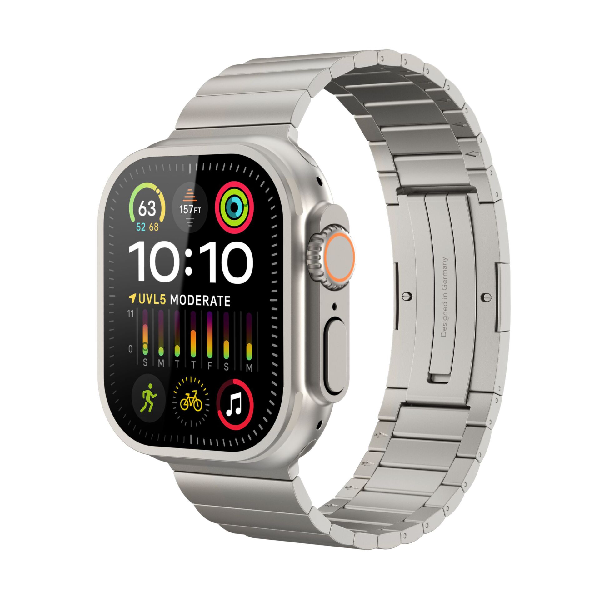 Vonmählen Link Bracelet Pro Titanium für Apple Watch, Silber, 42 (Series 1/2/3)/44/45/46/49mm, Titan