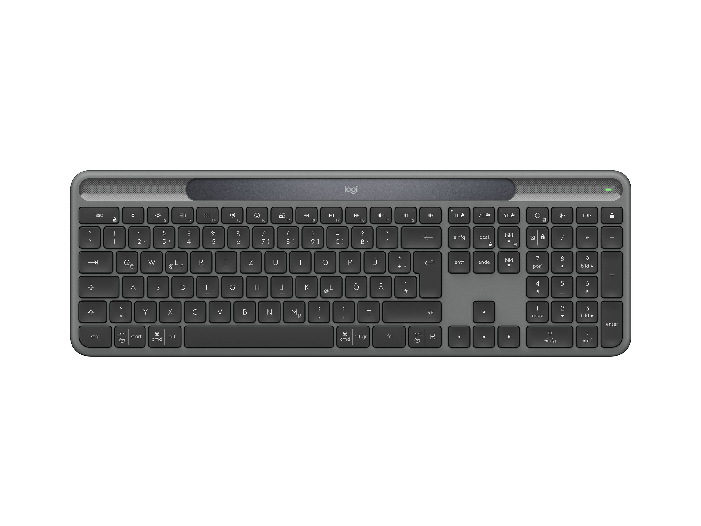 Logitech Slim Solar+ für Business, Grafit, Bluetooth, Deutsch