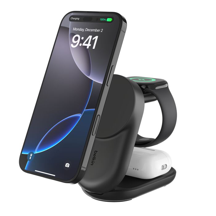 Belkin Wireless Charger mit QI2 (3-in-1), Schwarz, 25W