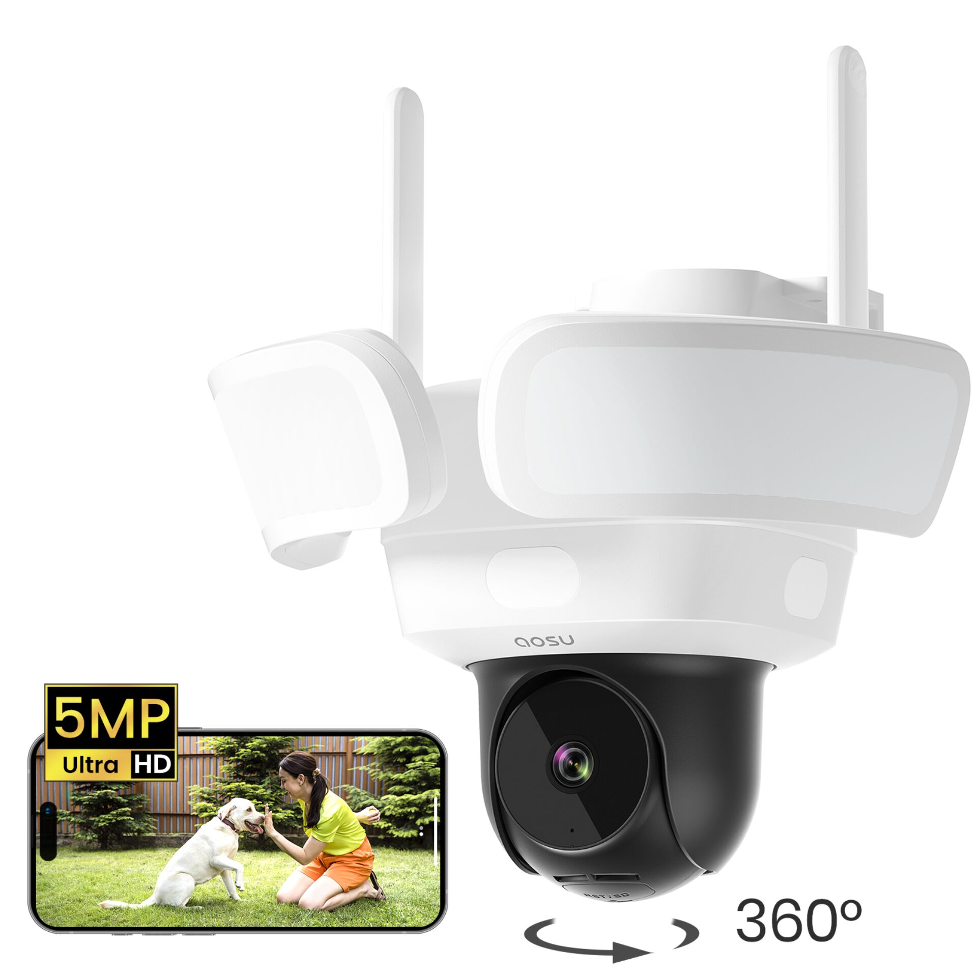 AOSU Smart Security FloodlightCam Pro, Weiß