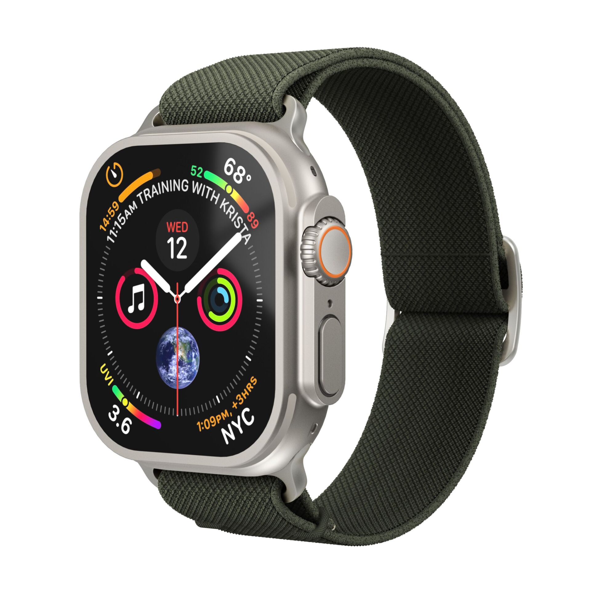 Vonmählen Classic Loop für Apple Watch, Olive/Natur, 42 (Series 1/2/3)/44/45/46/49mm