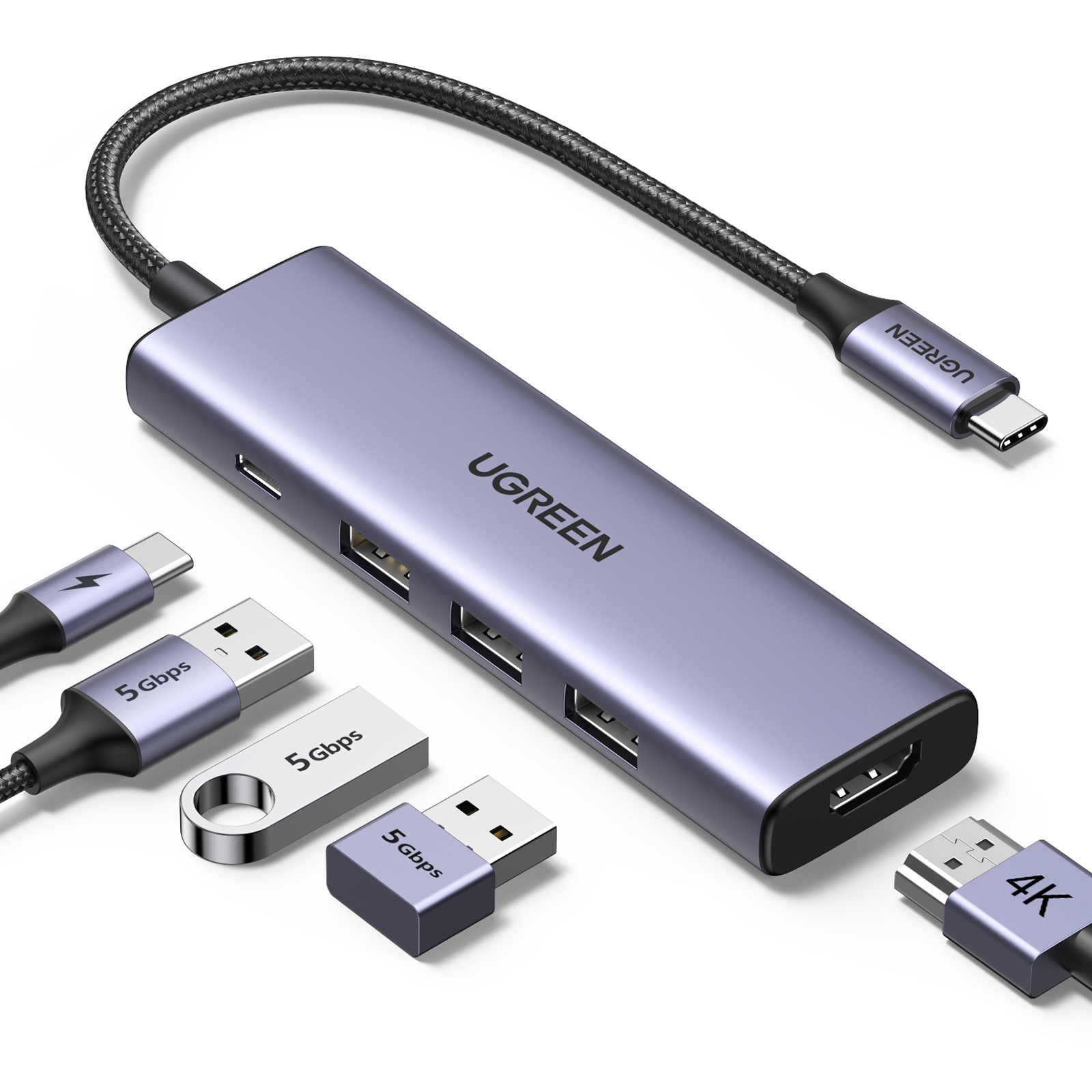 UGREEN CM511 USB-C Hub (5 in 1), Grau