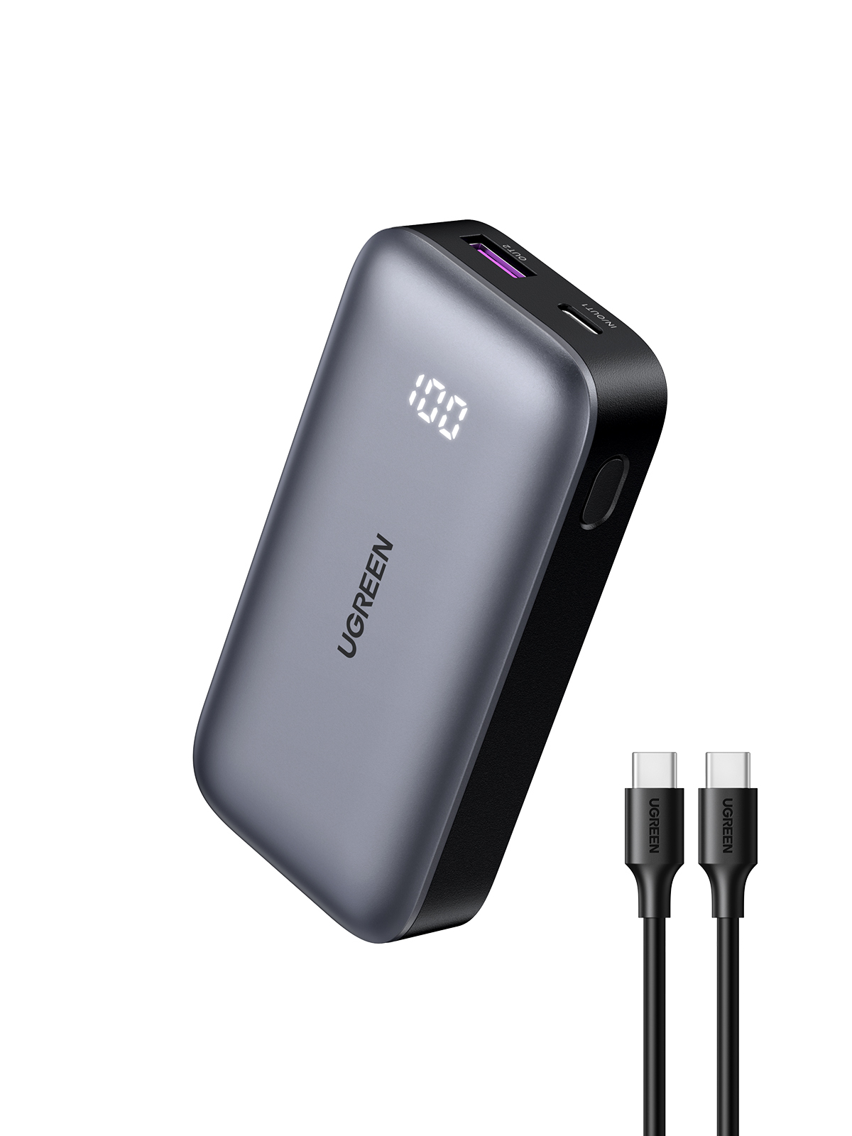 UGREEN PB502 Powerbank mit Display, Schwarz, 30W, 10.000 mAh