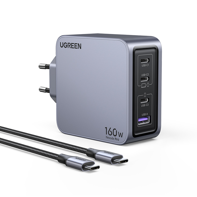 UGREEN 160W Nexode Pro X763 GaN Power Adapter mit USB-C Kabel, Grau