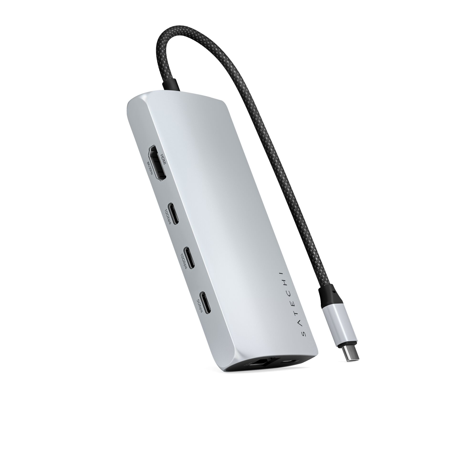 Satechi USB-C V3 Multi-Port Hub (8 in 1), Silber, 100W