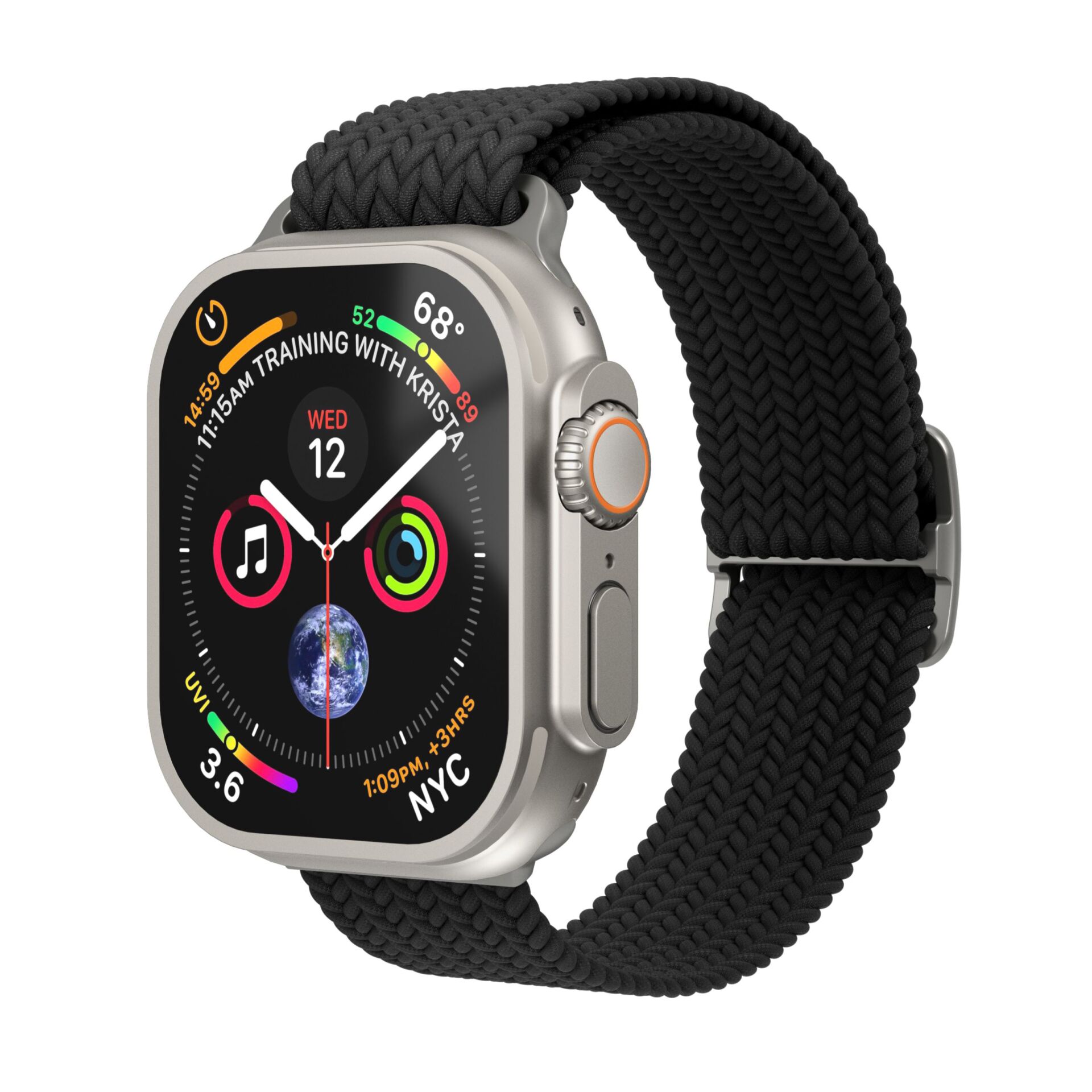 Vonmählen Woven Loop für Apple Watch, Schwarz/Natur, 42 (Series 1/2/3)/44/45/46/49mm, Nylon