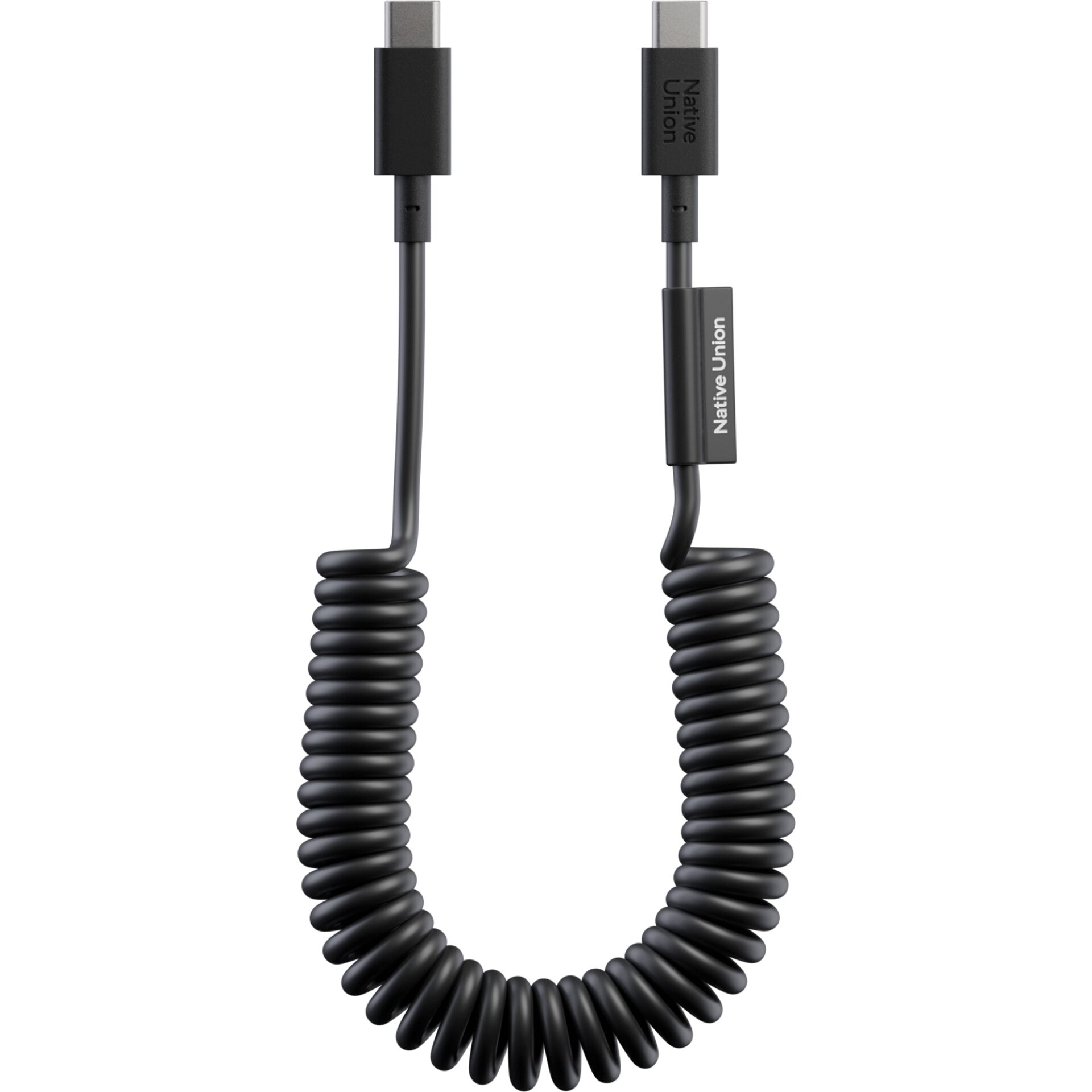 Native Union Pop USB-C auf USB-C Spiralkabel, Schwarz, 1,2m, 60W