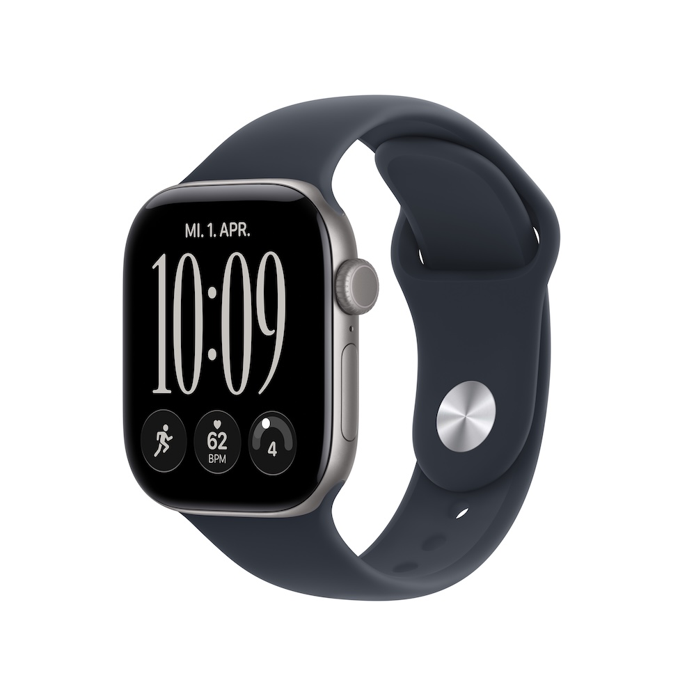 Apple Watch Series 12 Sportarmband, Space Grau, Navyblau, 42mm, GPS, S/M