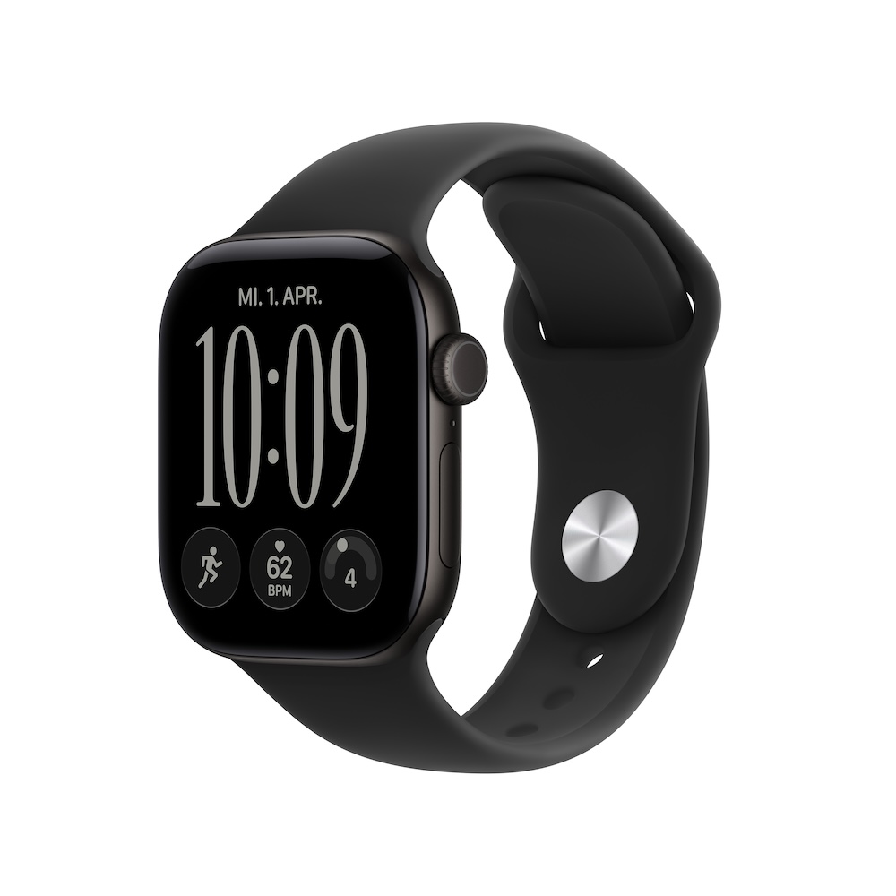 Apple Watch Series 12 Sportarmband, Schwarz, Schwarz, 42mm, GPS, S/M