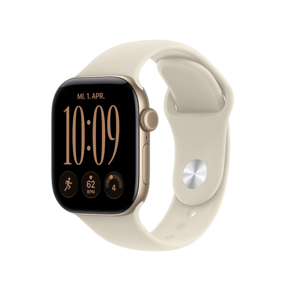 Apple Watch Series 12 Sportarmband, Lichtgold, Sand, 42mm, GPS, S/M
