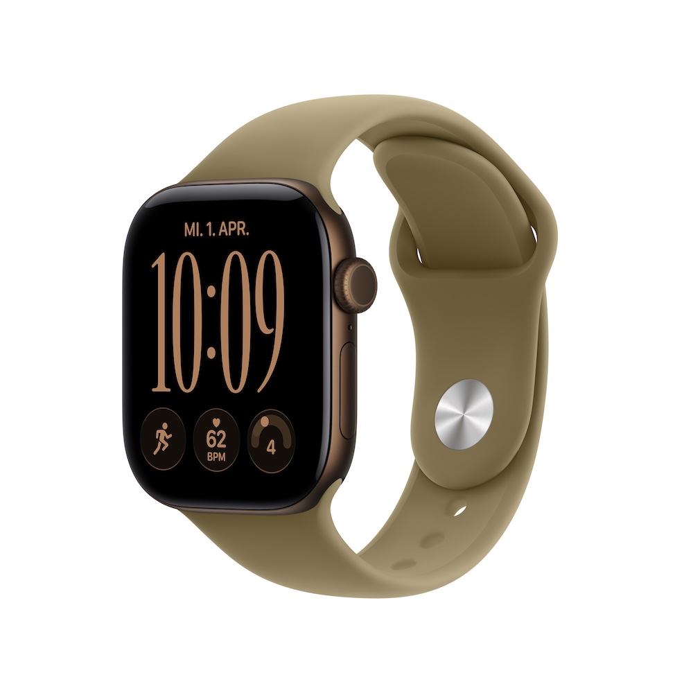 Apple Watch Series 12 Sportarmband, Dunkelbronze, Oliv, 42mm, GPS, S/M